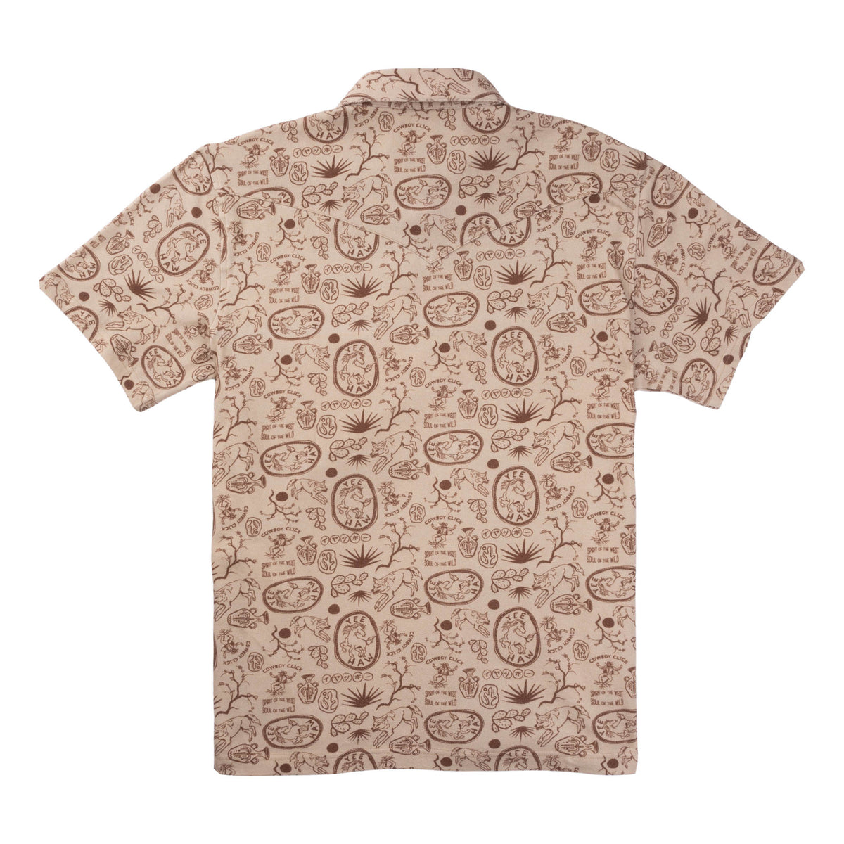 Cantina Pique Polo Short Sleeve Shirt - Haw Yee Print - Tan