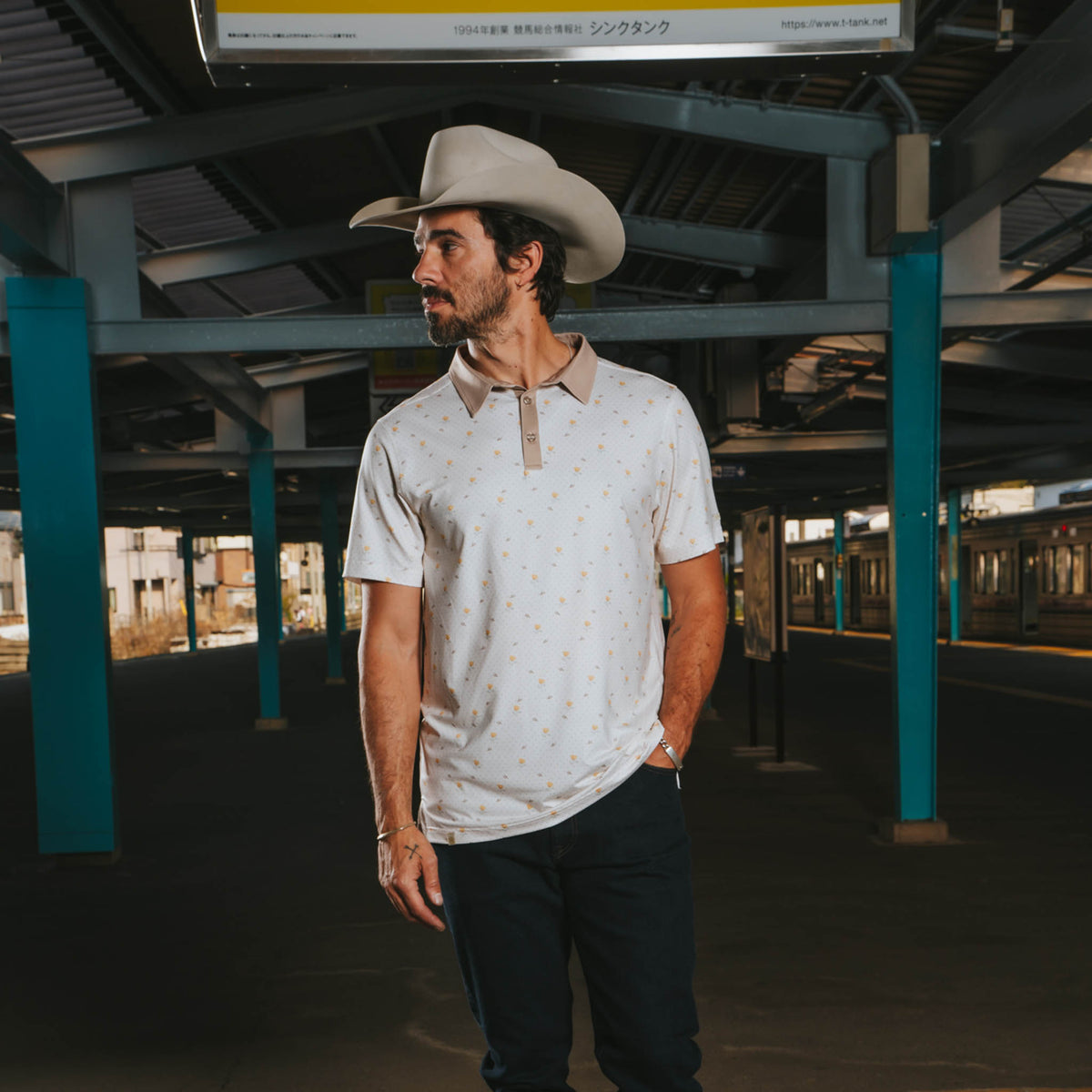 High Noon Performance Polo - Texas Rose Print