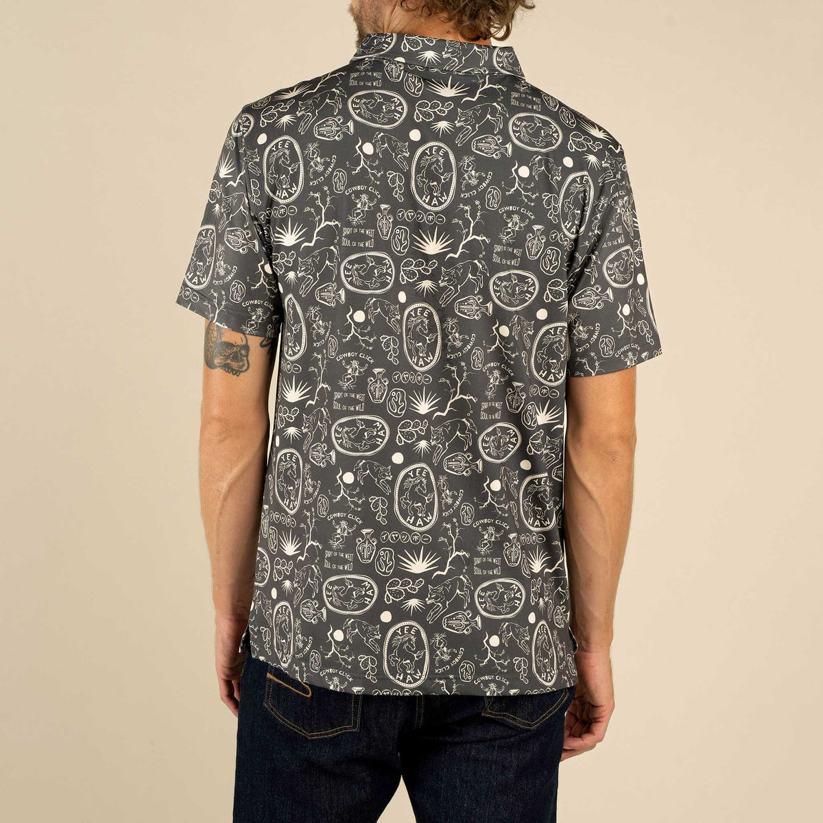 High Noon Performance Polo - Haw Yee Print - Charcoal