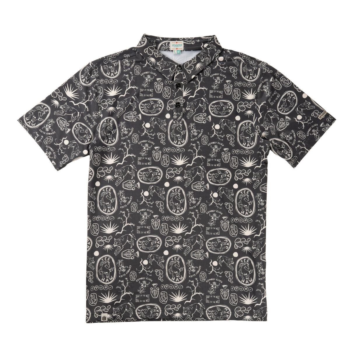 High Noon Performance Polo - Haw Yee Print - Charcoal