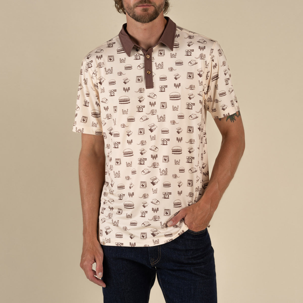 High Noon Performance Polo - Hamburguesa Print