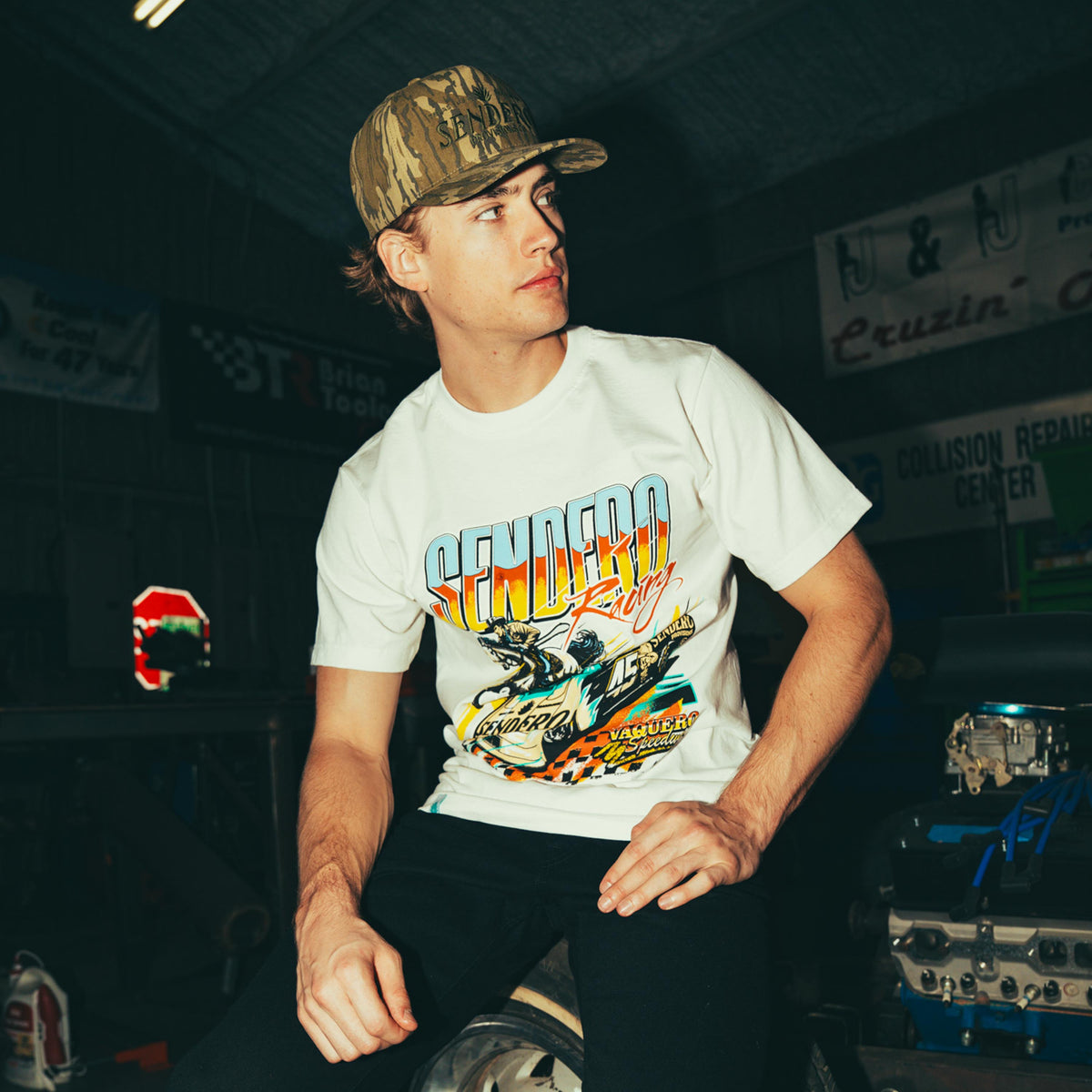 Sendero Racing Vintage T-Shirt - Vintage White