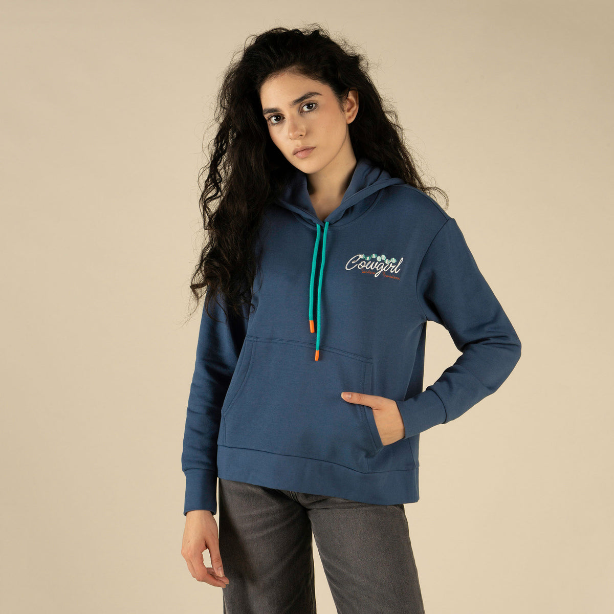 Coastal Cowgirl Crop Hoodie - Navy