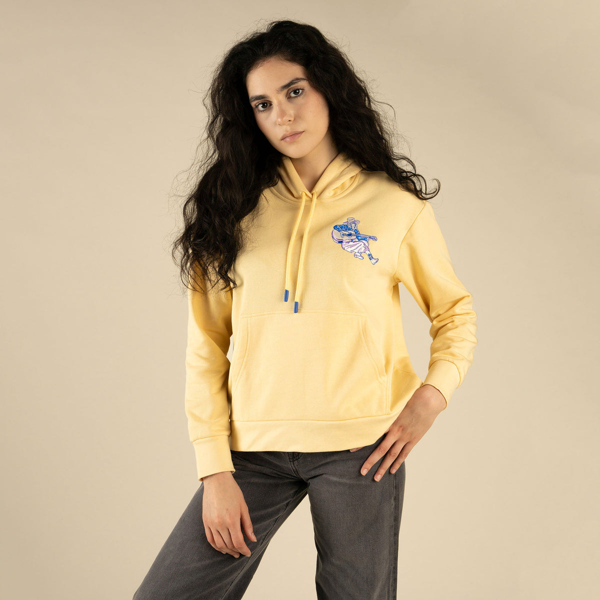 Play a Song Crop Hoodie - Cream