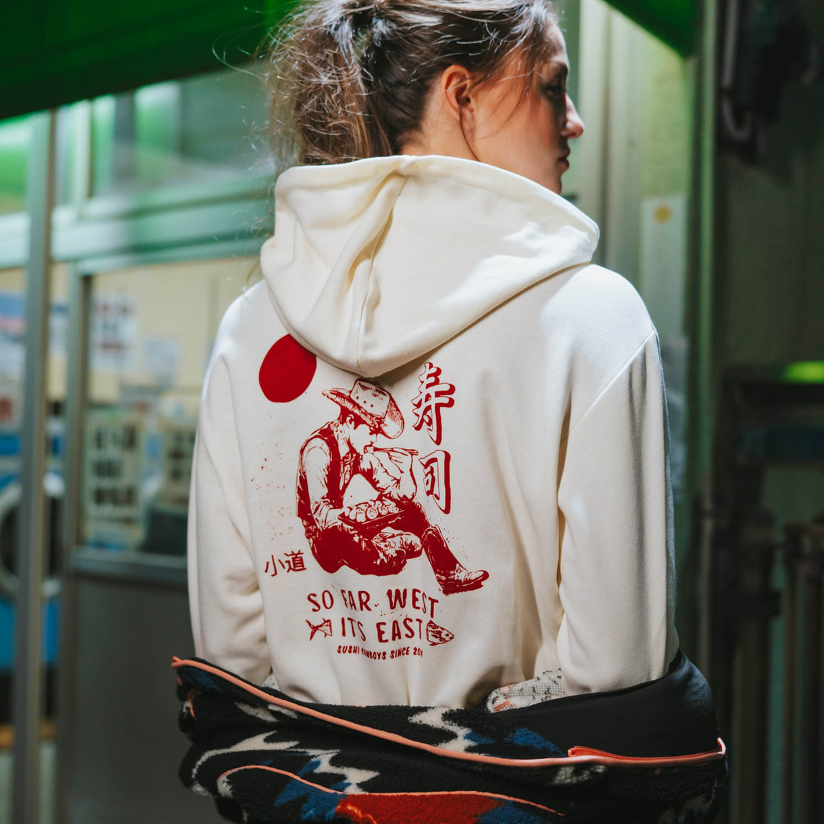 So Far West Crop Hoodie - Vintage White