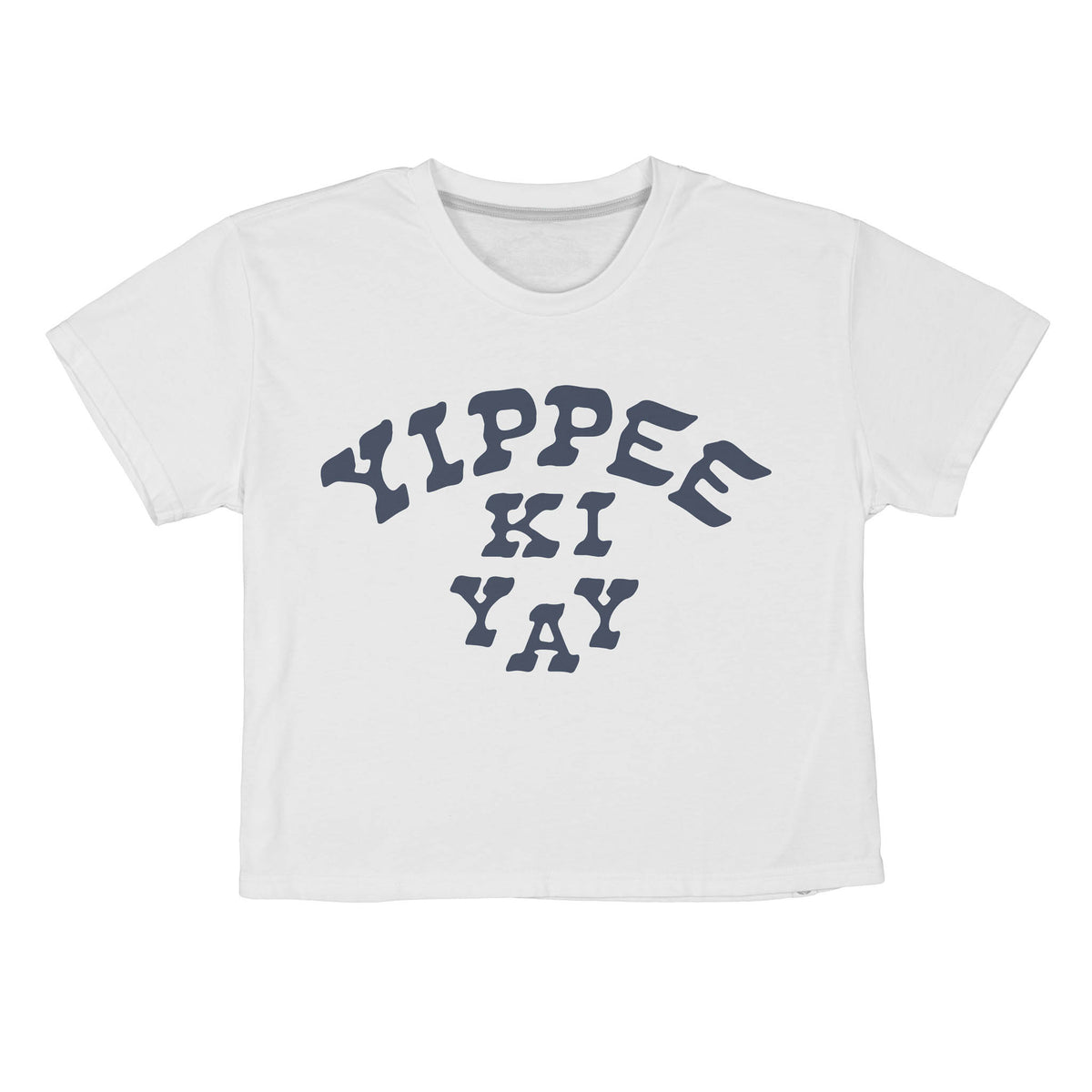 Yippee Ki Yay Boxy Tee - Vintage White/Navy Print