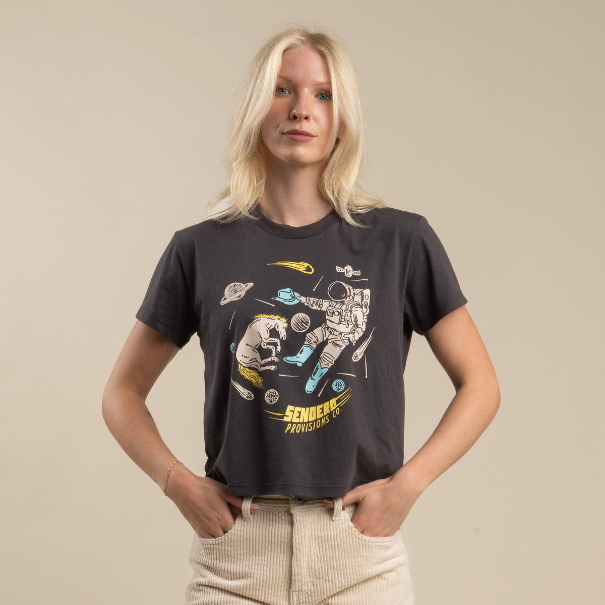 To Space Boxy Tee - Black