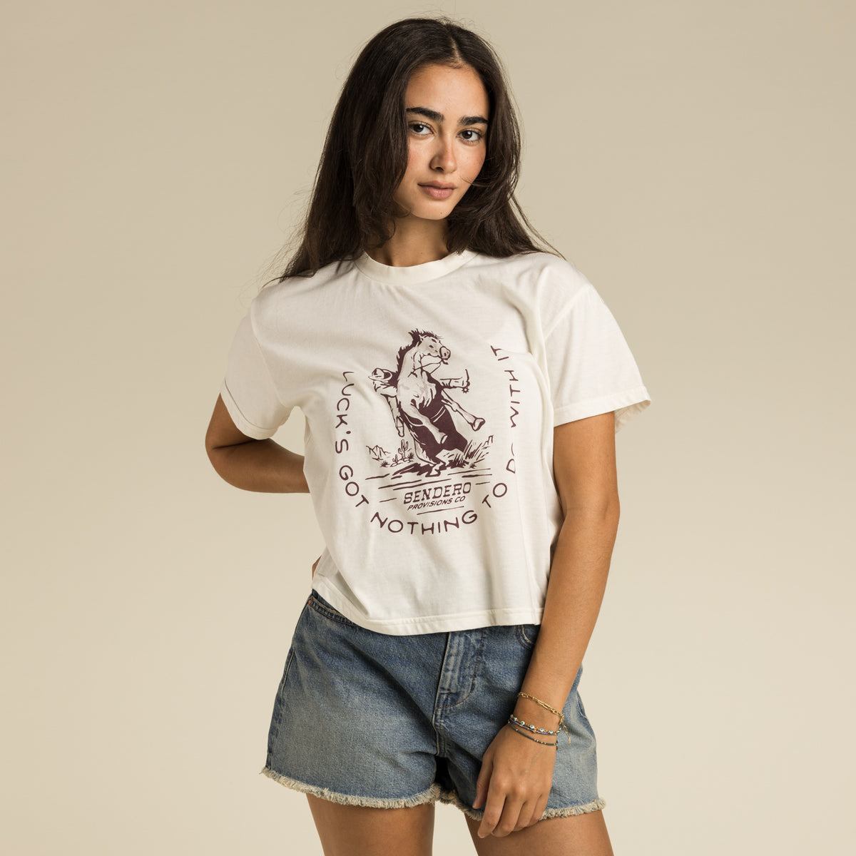 No Luck Women's Boxy Tee - Vintage White