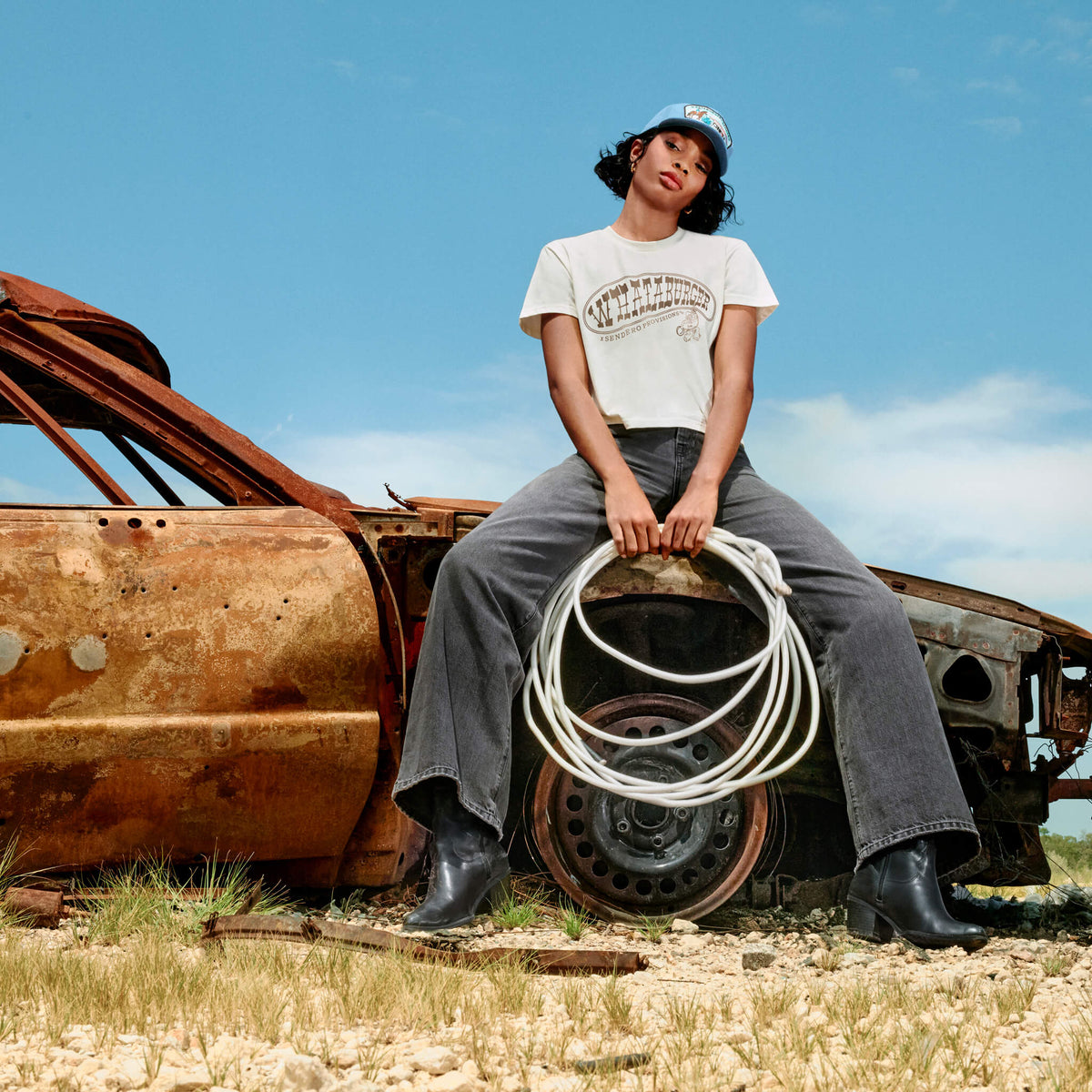 WhataRopin' Boxy Tee - Vintage White