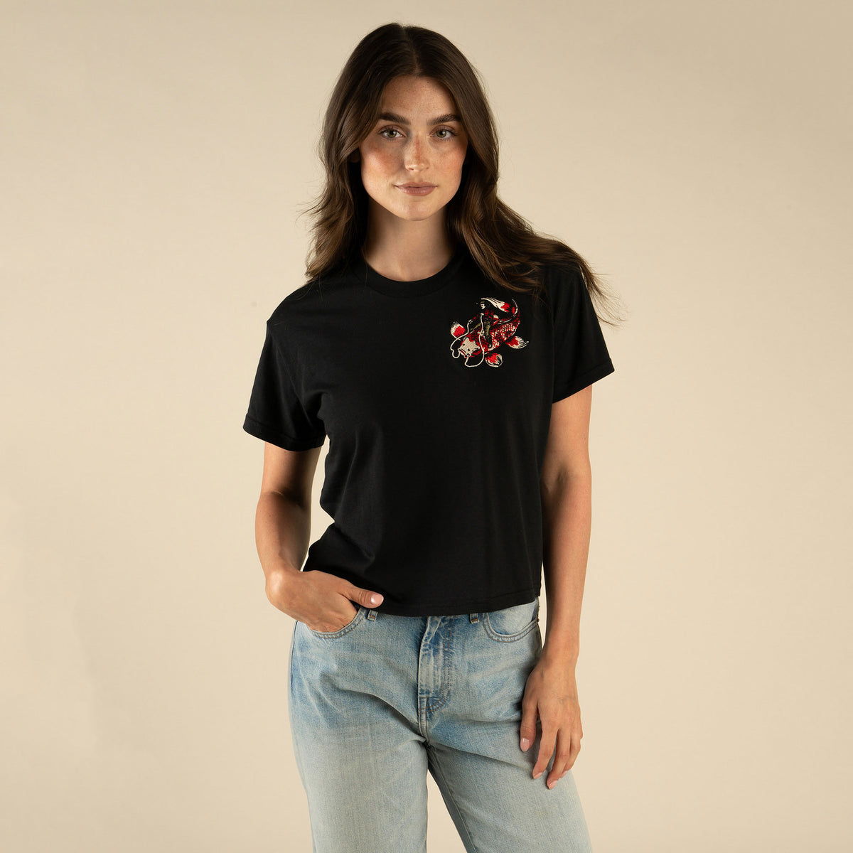 Koi Bronc Boxy Tee - Black