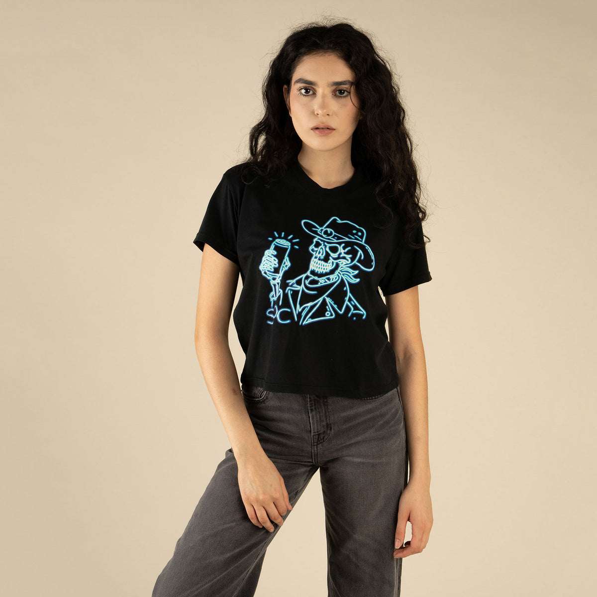 Broadway Bones Boxy Tee - Black