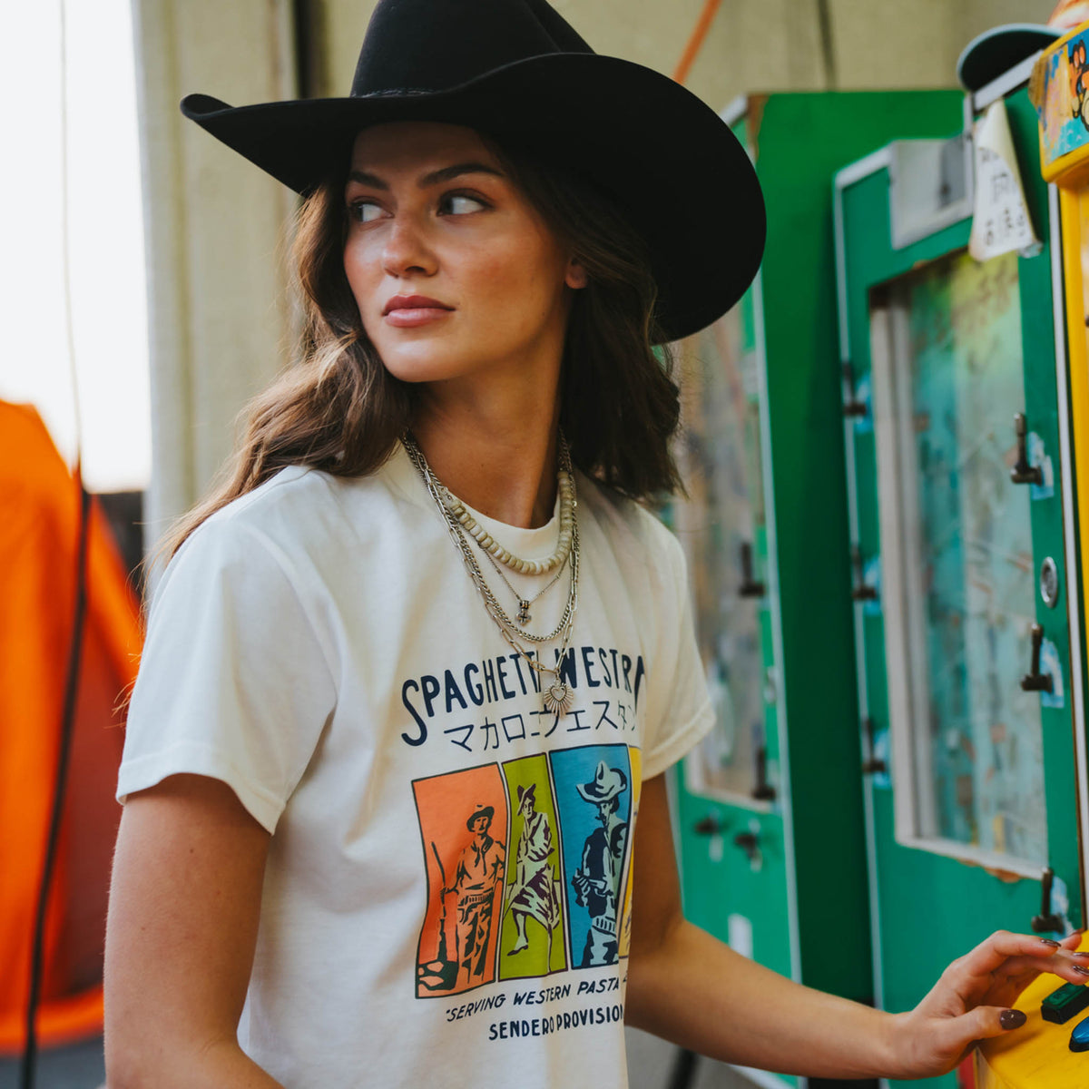 Pop Art Cowboy Boxy Tee - Vintage White