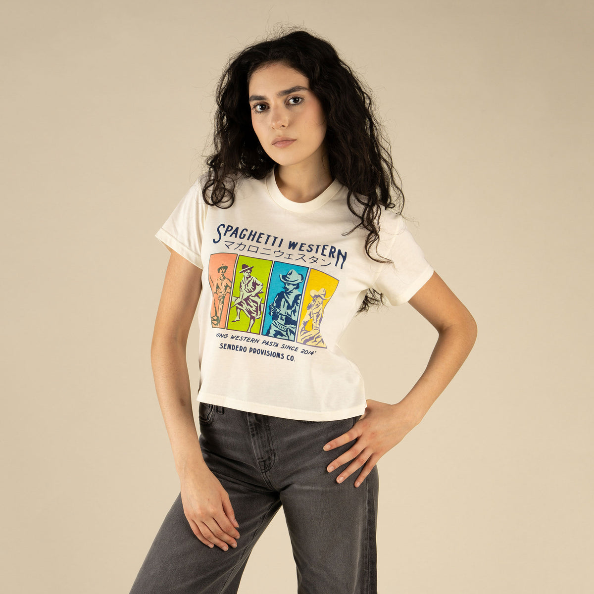 Pop Art Cowboy Boxy Tee - Vintage White