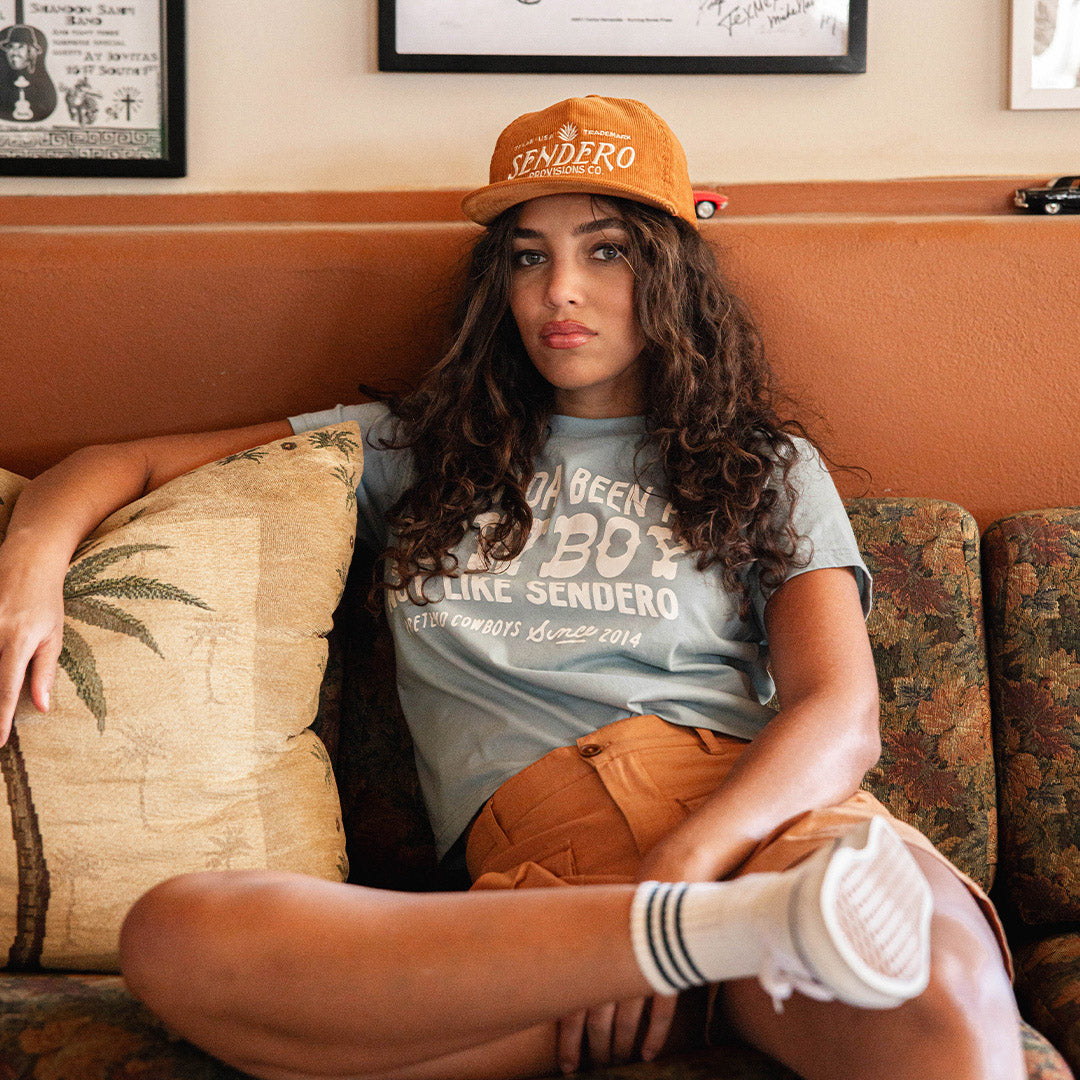 Shoulda Been A Cowboy Boxy Tee - Sterling Blue