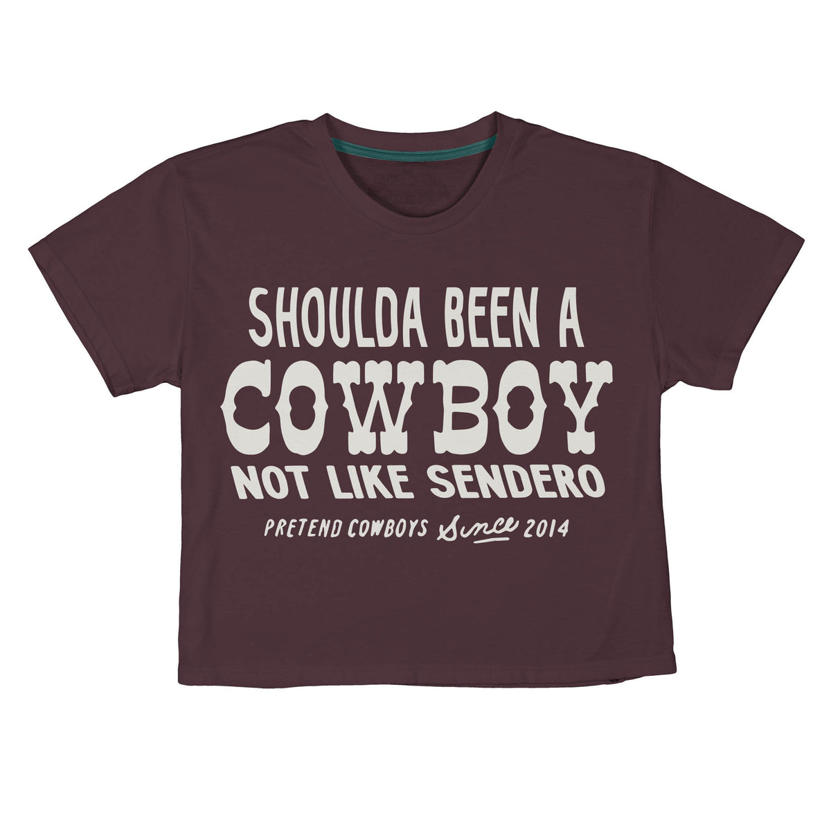 Shoulda Been A Cowboy Boxy Tee - Burgundy