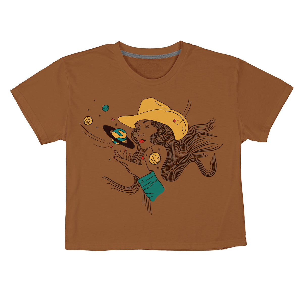 Cosmic Cowgirl Boxy Tee - Meerkat