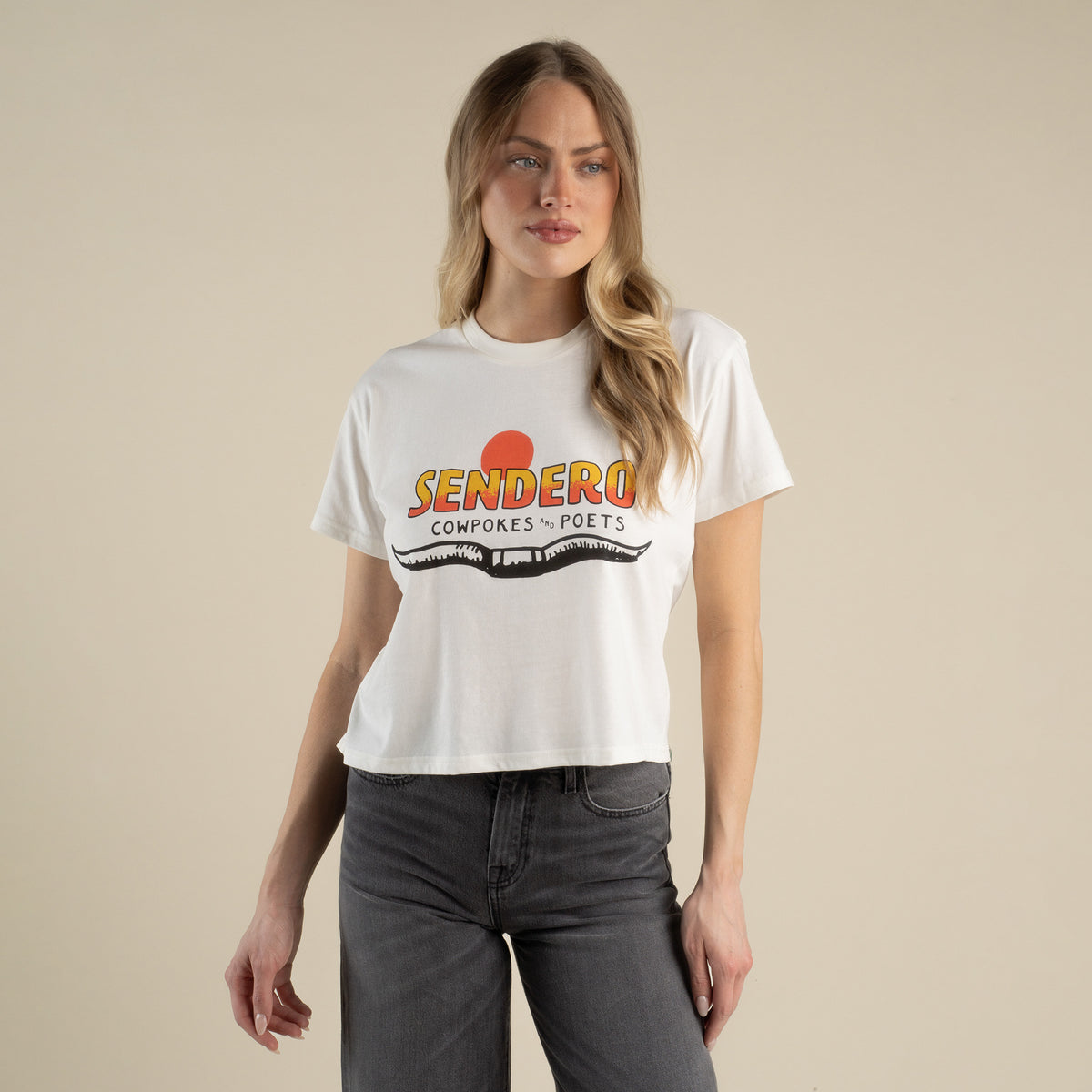 Cowpokes and Poets Boxy Tee - Vintage White