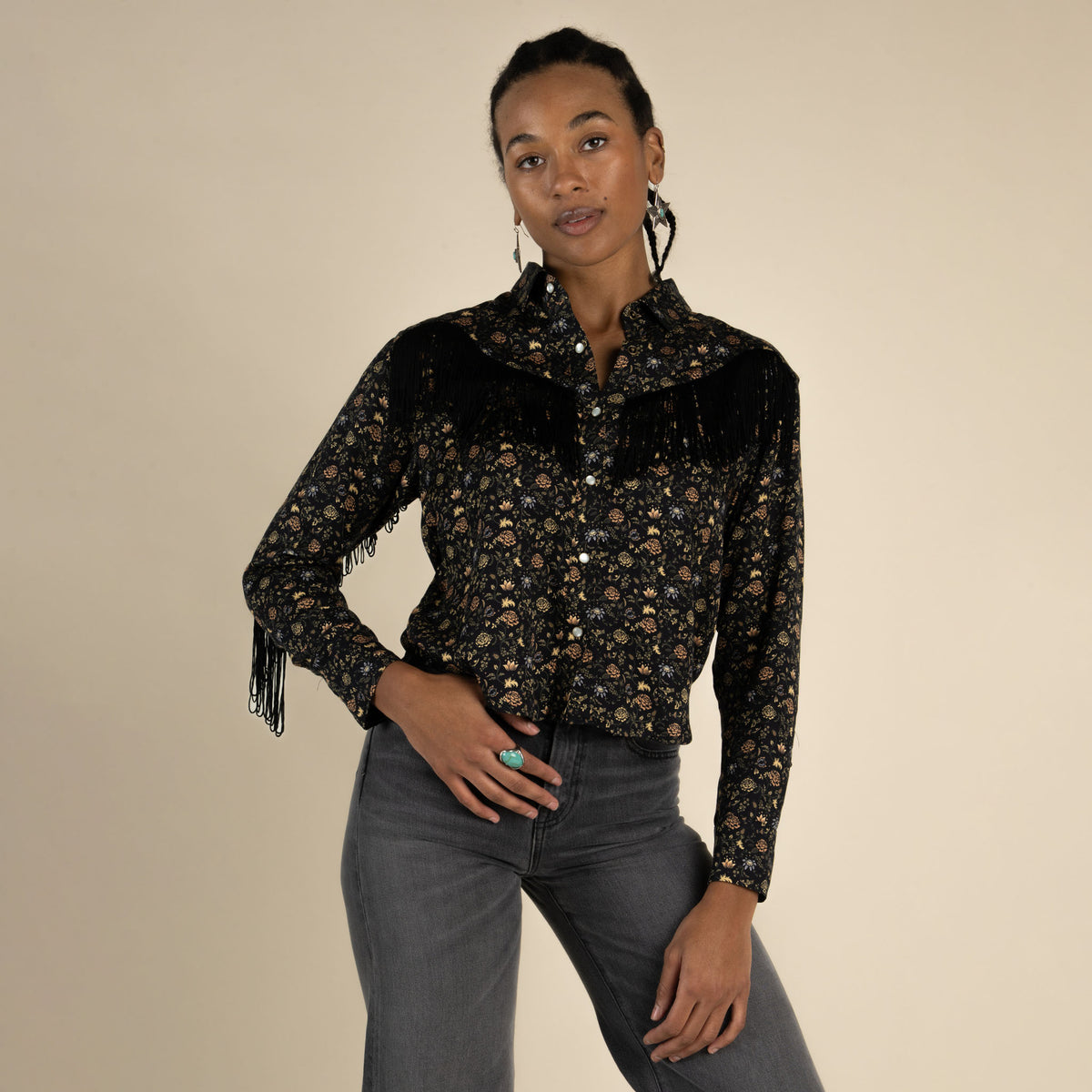 June Women's Blouse - Black Floral
