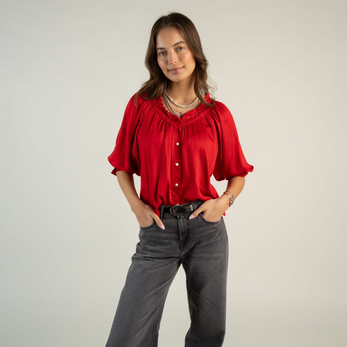 Clara Blouse - Crimson