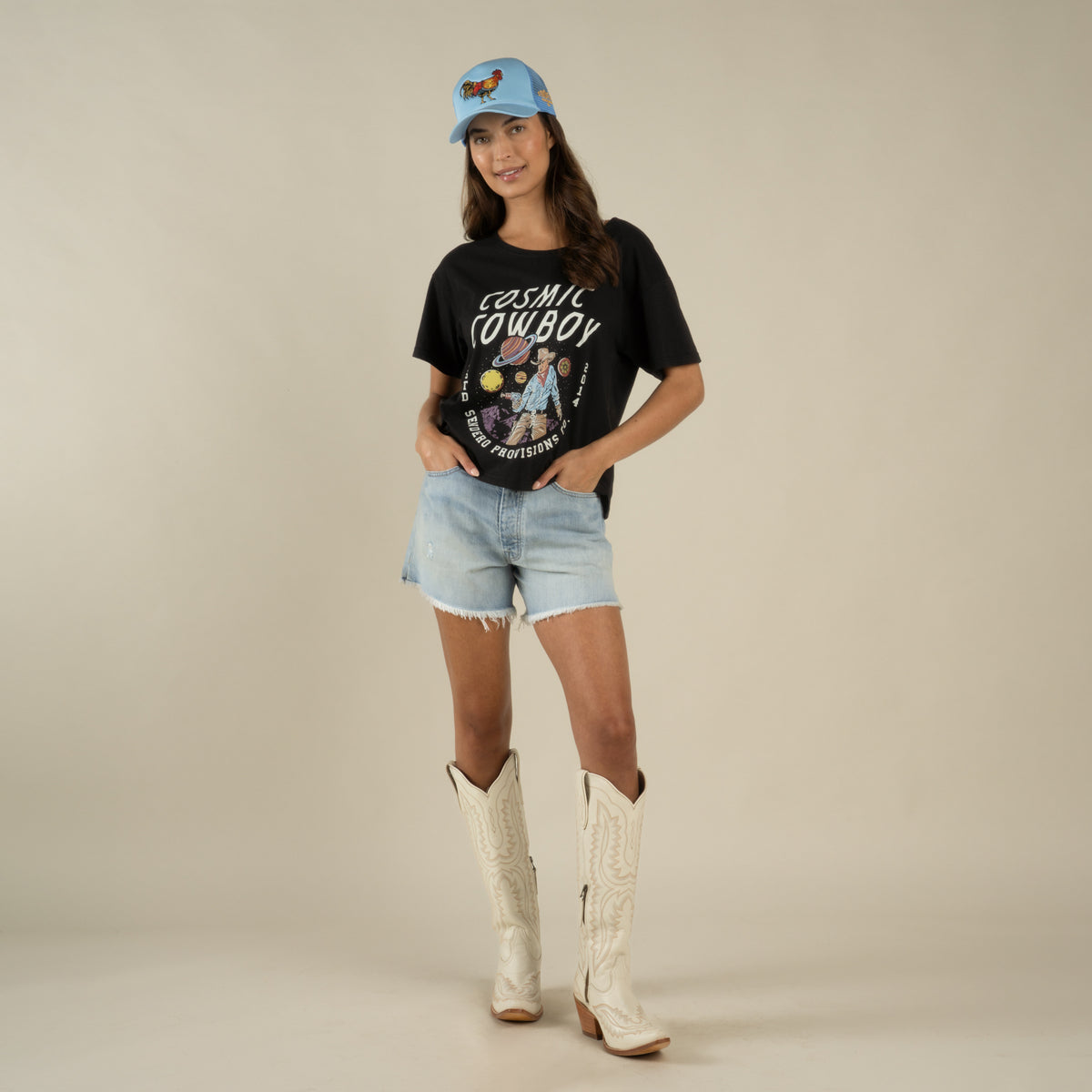 Cosmic Cowboy Basic Tee - Charcoal