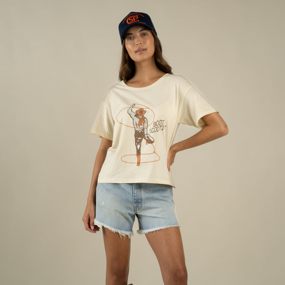 Boot Scootin' Basic Tee - Cream