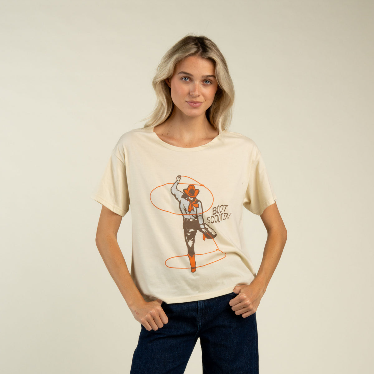 Boot Scootin' Basic Tee - Cream