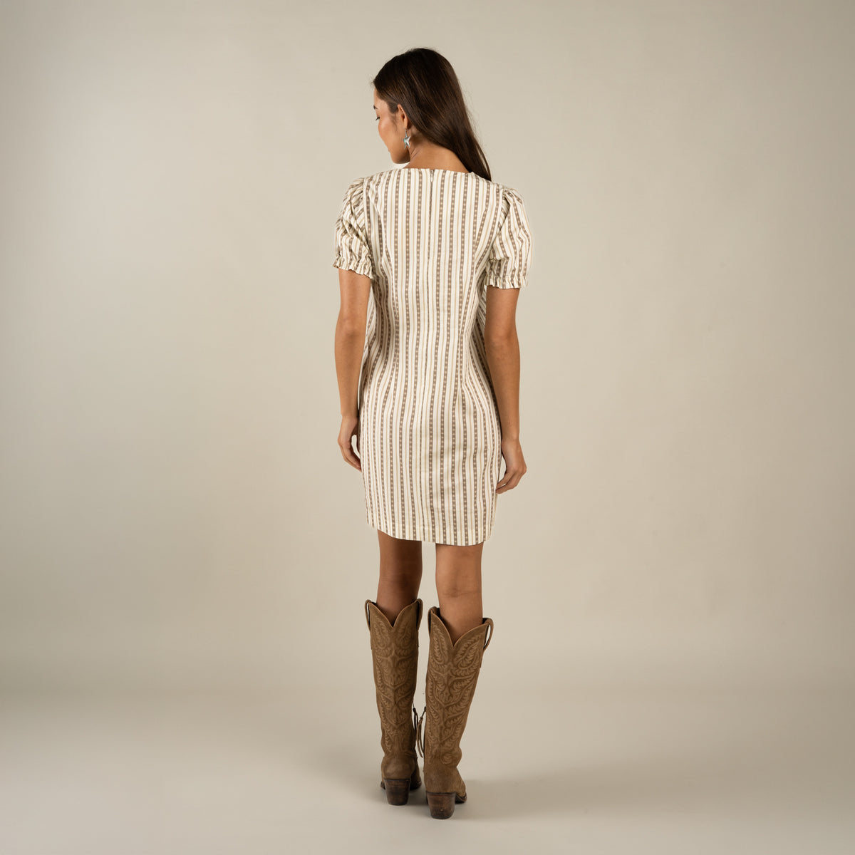 Gabriela Shift Dress - Serape Stripe - Tan