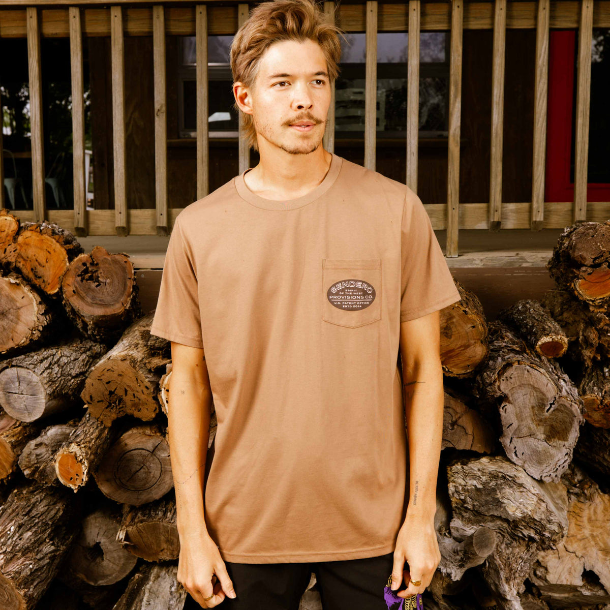 Jackalope Pocket T-Shirt - Light Brown