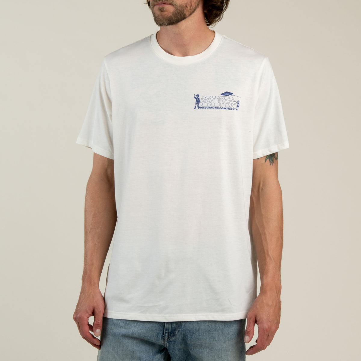 Cowboy Lift Off T-Shirt - Vintage White/Navy