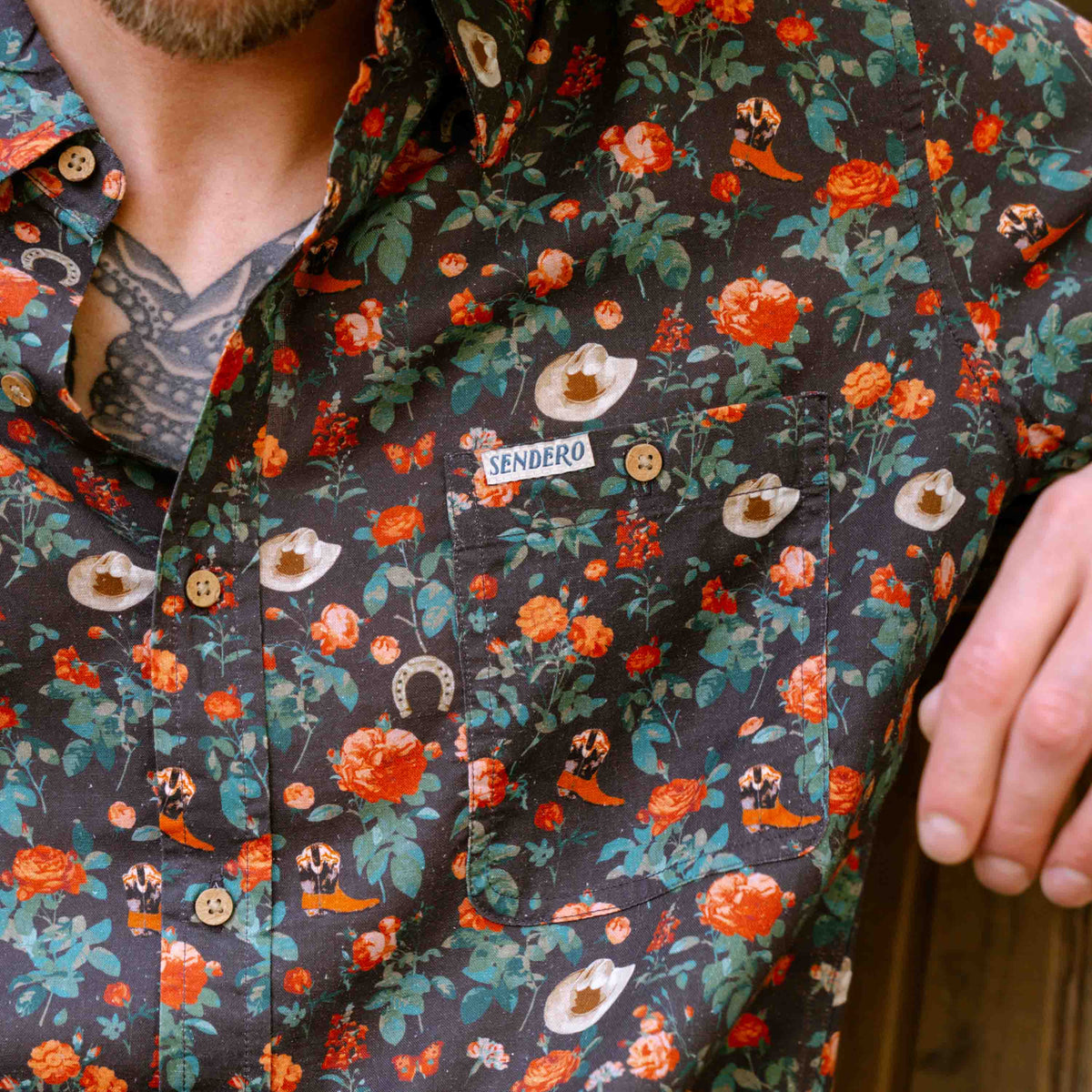 City Slicker Button Up Short Sleeve - Desert Rose - Charcoal