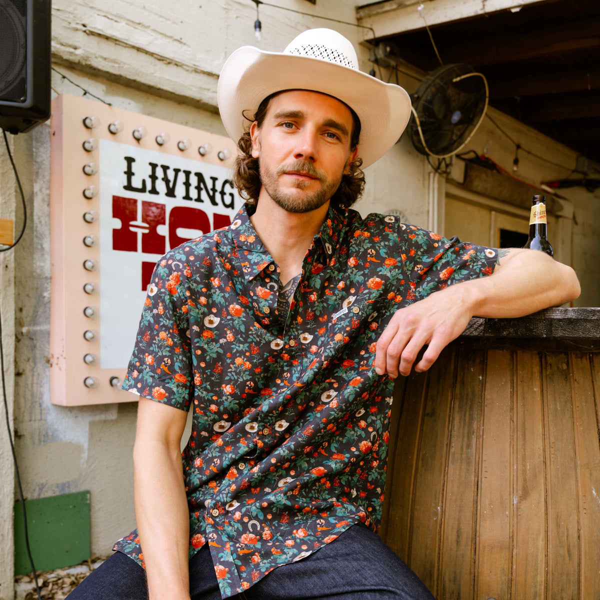 City Slicker Button Up Short Sleeve - Desert Rose - Charcoal
