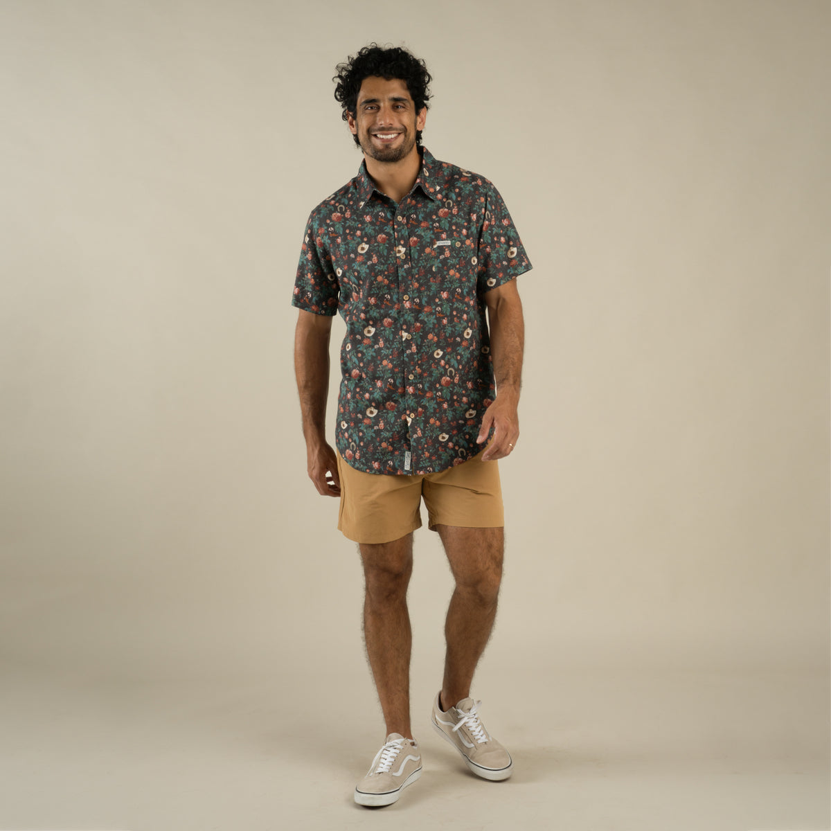 City Slicker Button Up Short Sleeve - Desert Rose - Charcoal