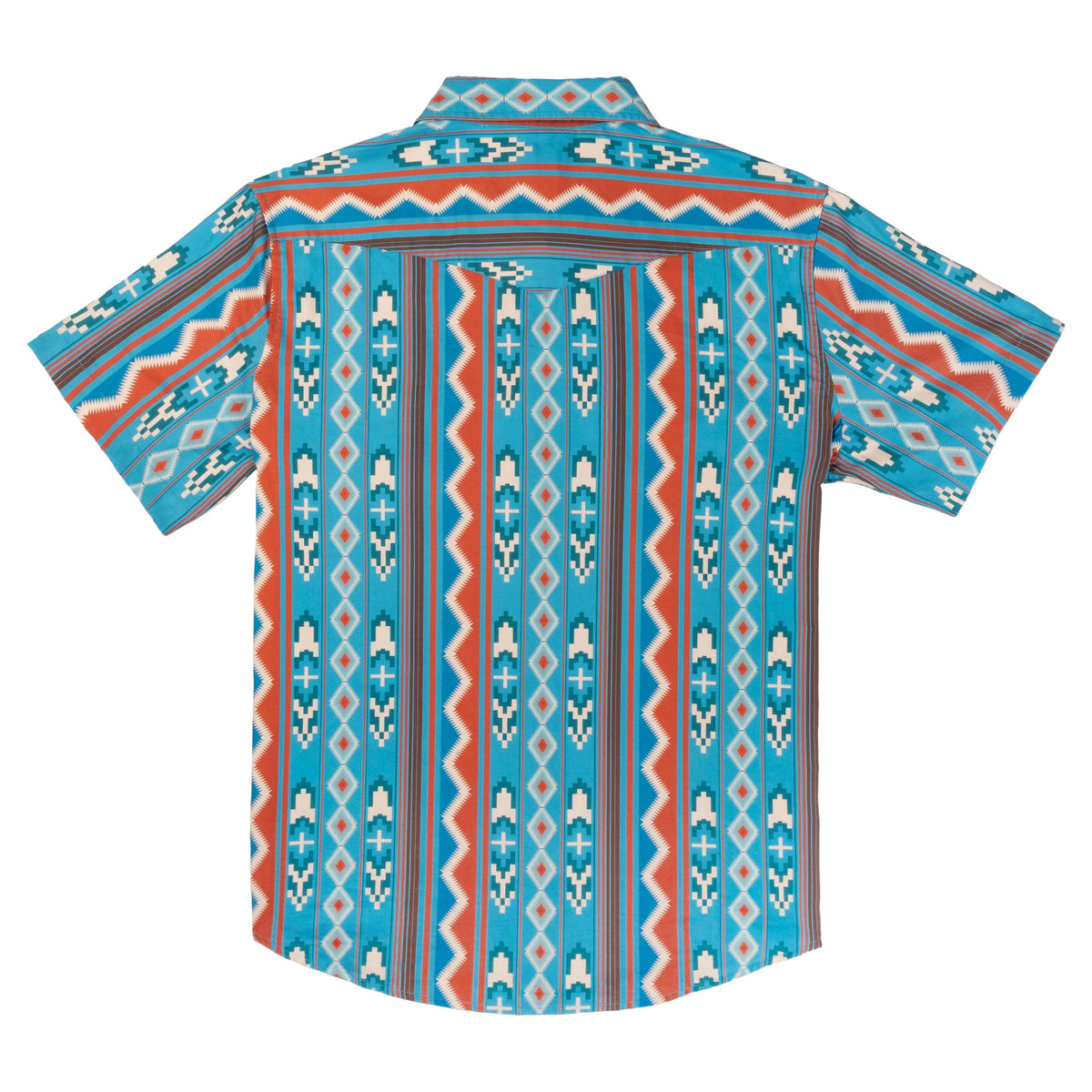The Wyatt Pearl Snap Short Sleeve Print Shirt - Nogales Stripe - Turquoise
