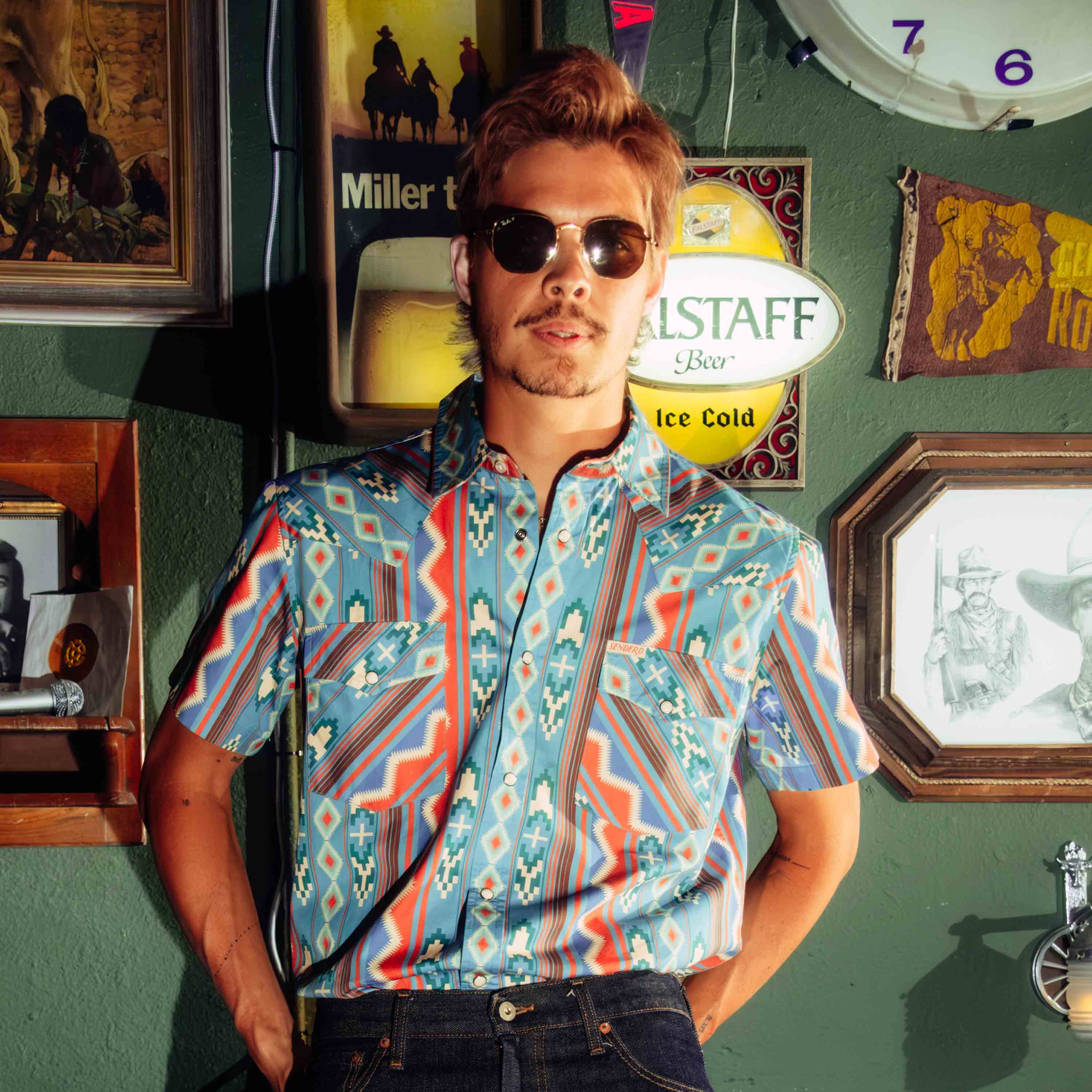 The Wyatt Pearl Snap Short Sleeve Print Shirt - Nogales Stripe