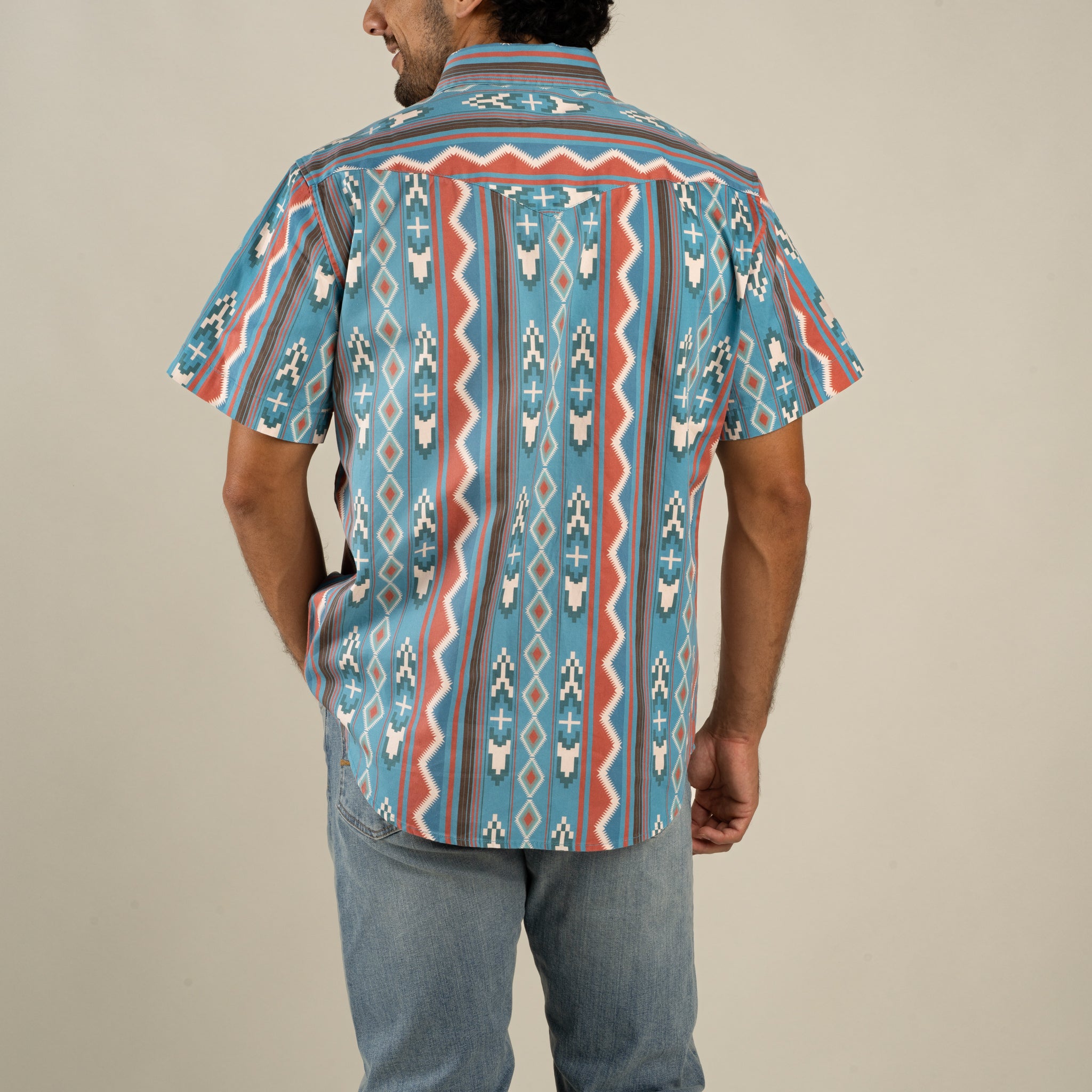 The Wyatt Pearl Snap Short Sleeve Print Shirt - Nogales Stripe