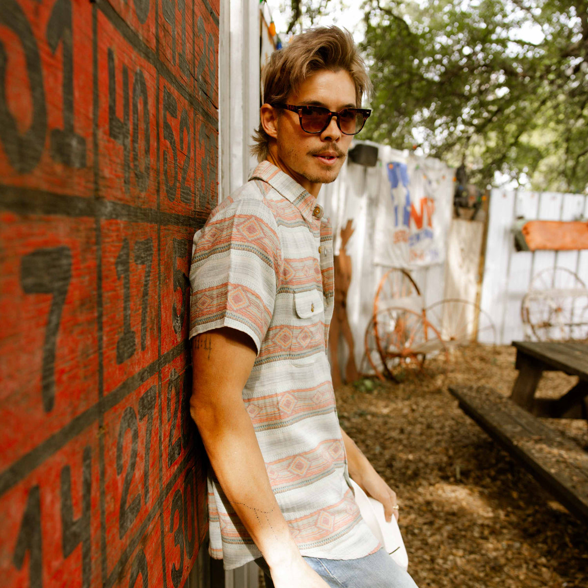 Boquillas Short Sleeve Shirt - Sonoita Stripe - Red/Green