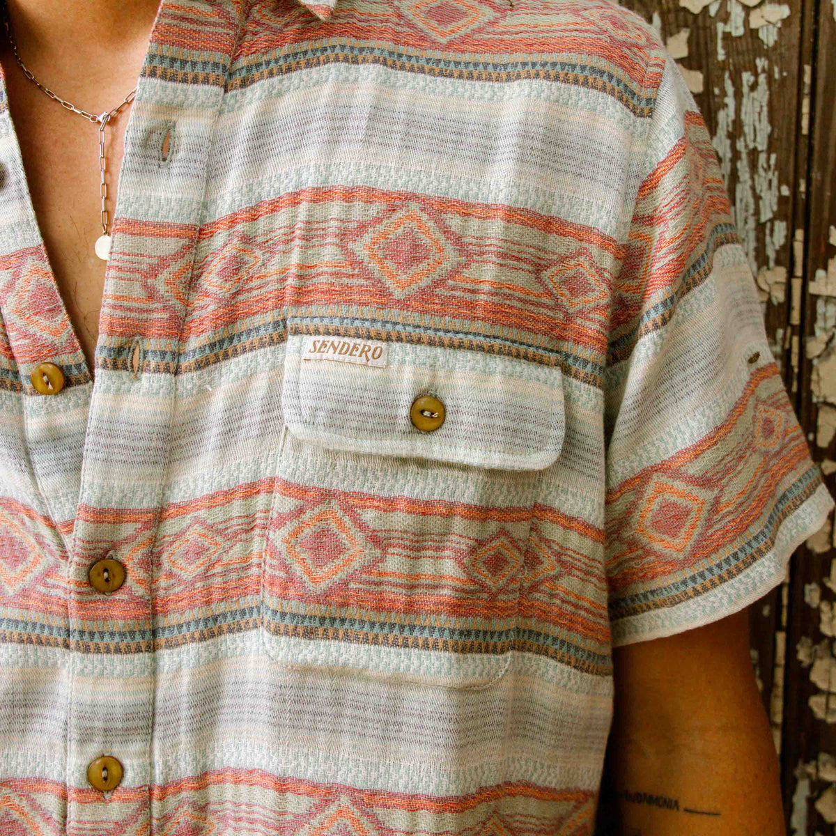 Boquillas Short Sleeve Shirt - Sonoita Stripe - Red/Green