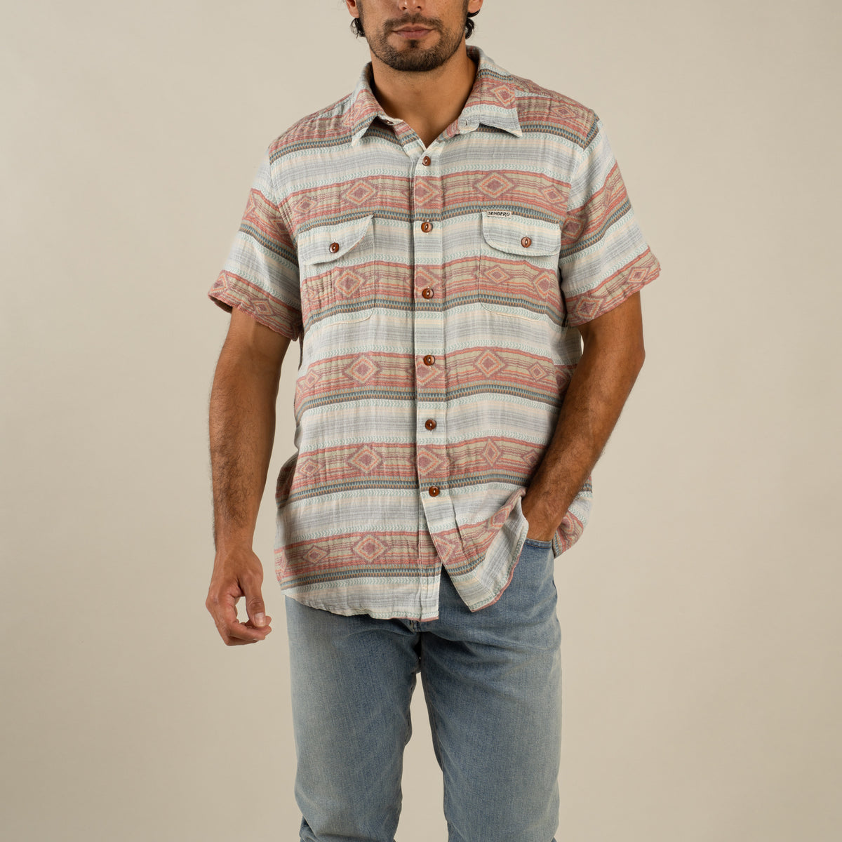 Boquillas Short Sleeve Shirt - Sonoita Stripe - Red/Green