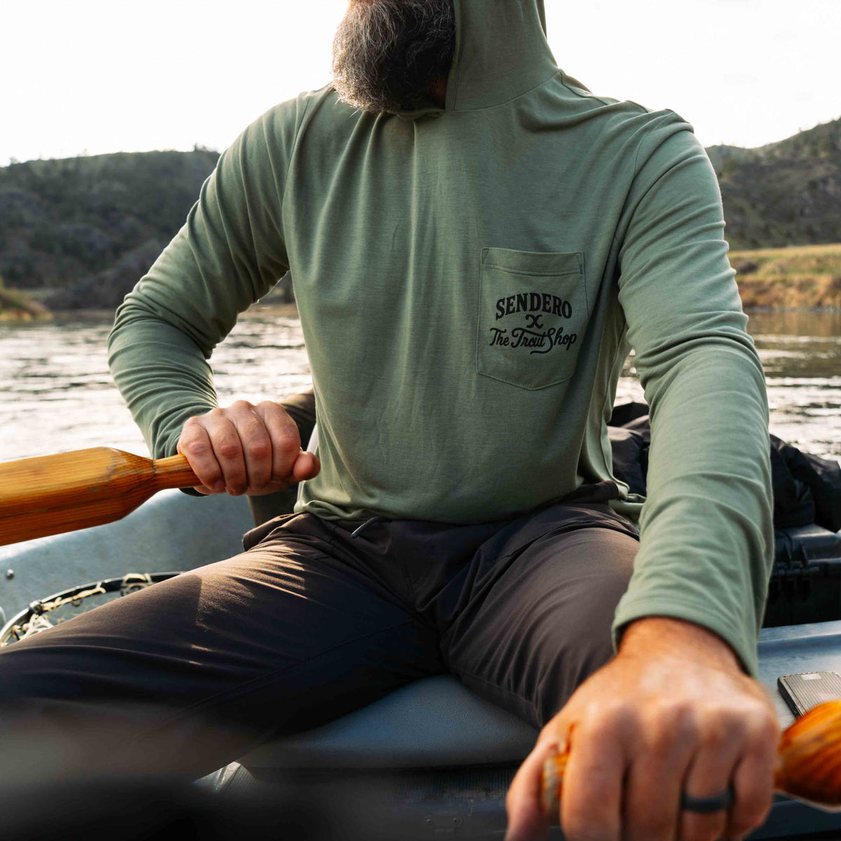 Trout Built Yucatan Bamboo Hoodie Tech Long Sleeve Shirt - San Juan Sage
