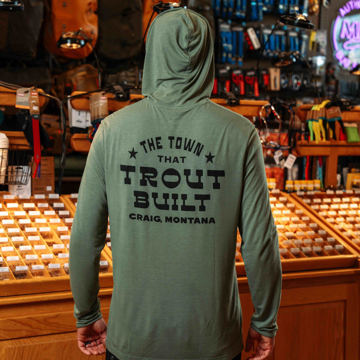Trout Built Yucatan Bamboo Hoodie Tech Long Sleeve Shirt - San Juan Sage