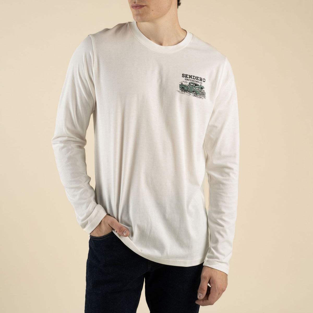 Few Part Long Sleeve T-Shirt - Vintage White