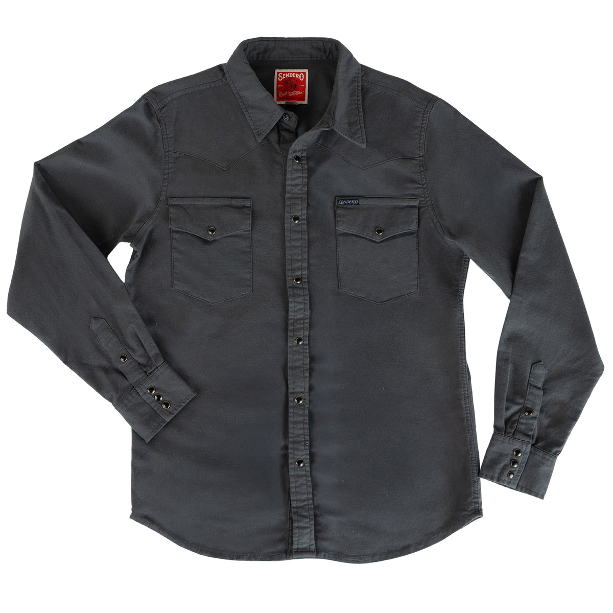 The Wyatt Pearl Snap Long Sleeve Solid Shirt - Basalt
