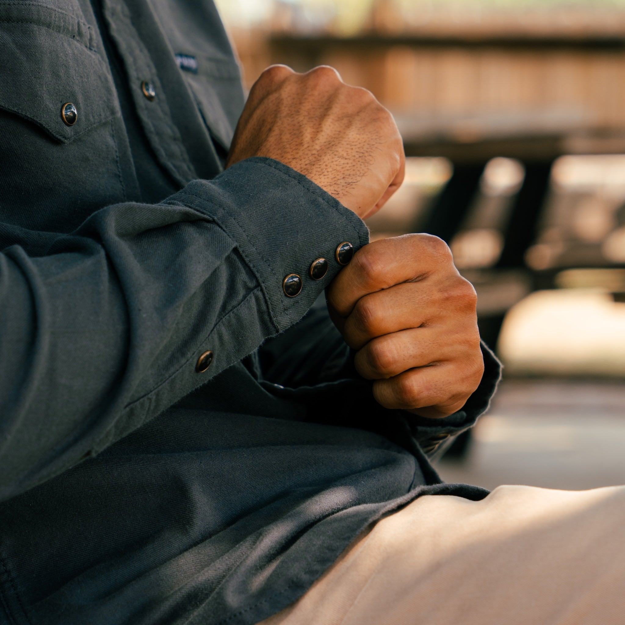 The Wyatt Pearl Snap Long Sleeve Solid Shirt - Basalt | Sendero