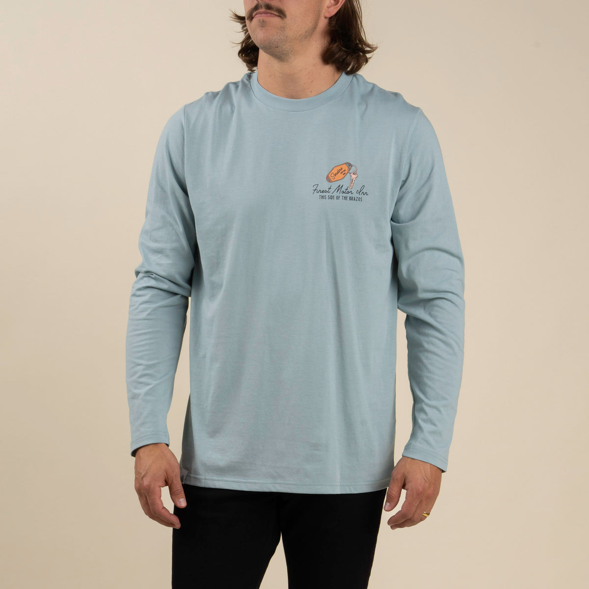 Motor Inn Long Sleeve T-Shirt - Sterling Blue