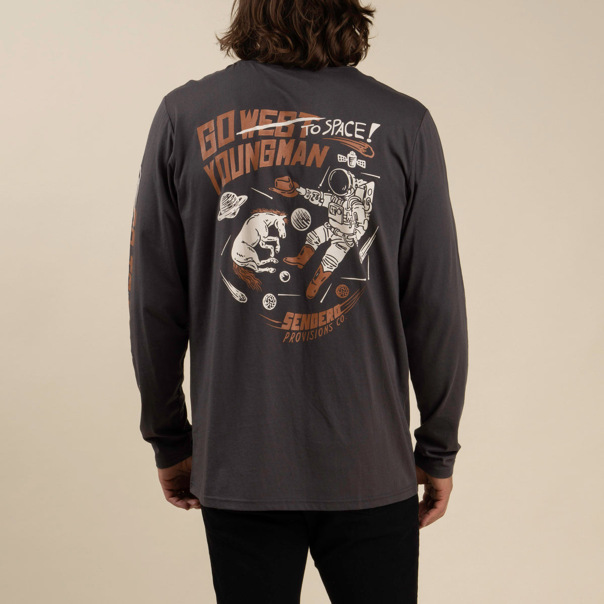 To Space Long Sleeve T-Shirt - Vintage Black