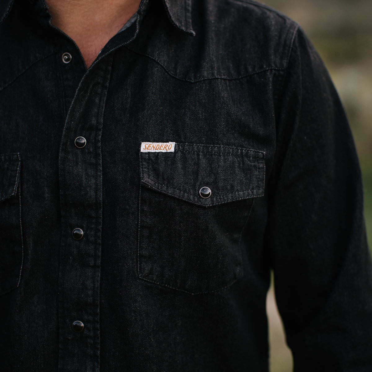 The Wyatt Pearl Snap Long Sleeve Denim Shirt - Midnight Denim