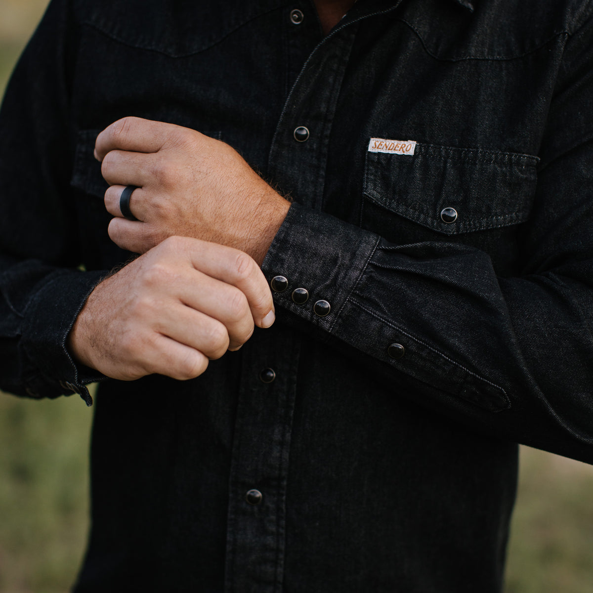 The Wyatt Pearl Snap Long Sleeve Denim Shirt - Midnight Denim