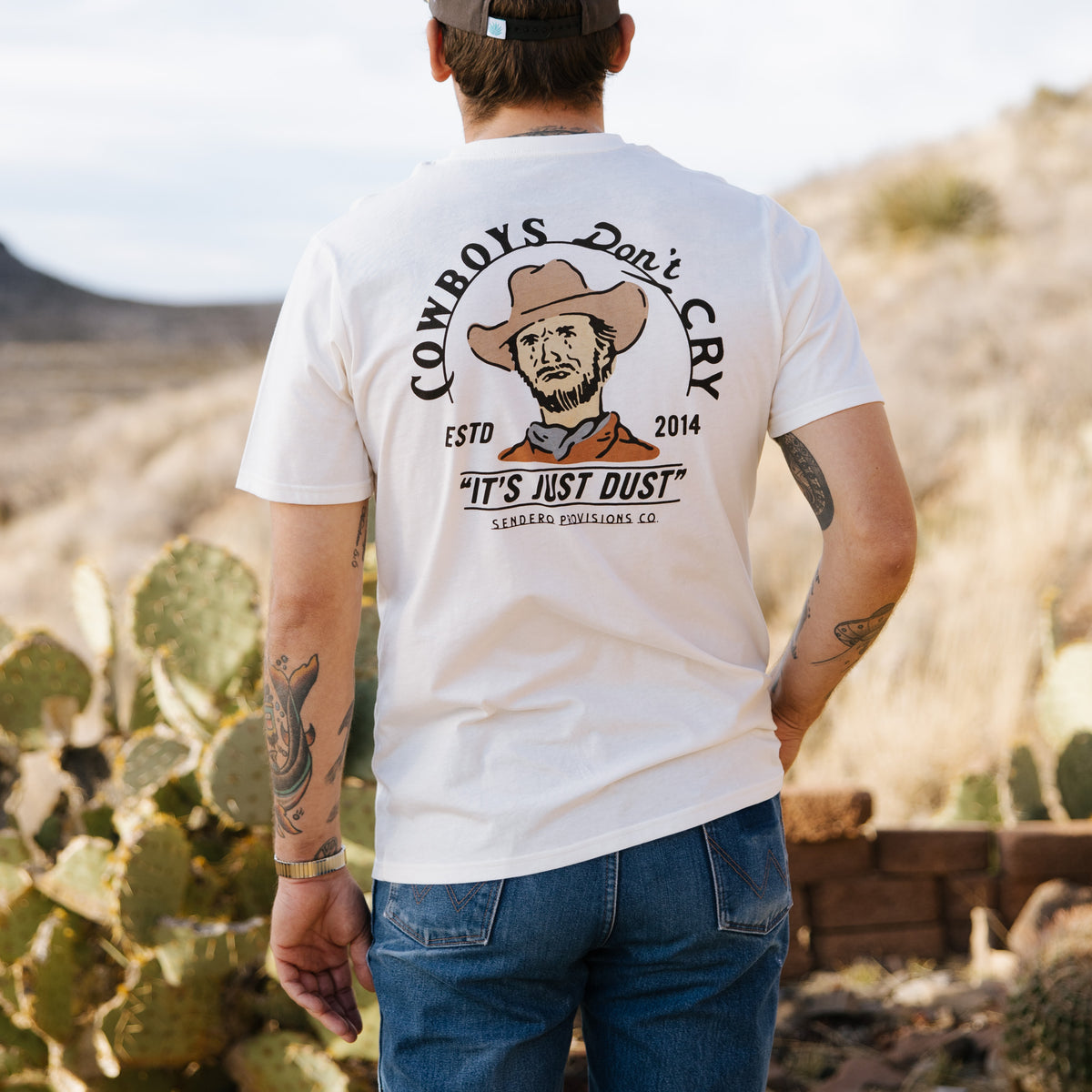 Cowboys Don't Cry Pocket T-Shirt - Vintage White