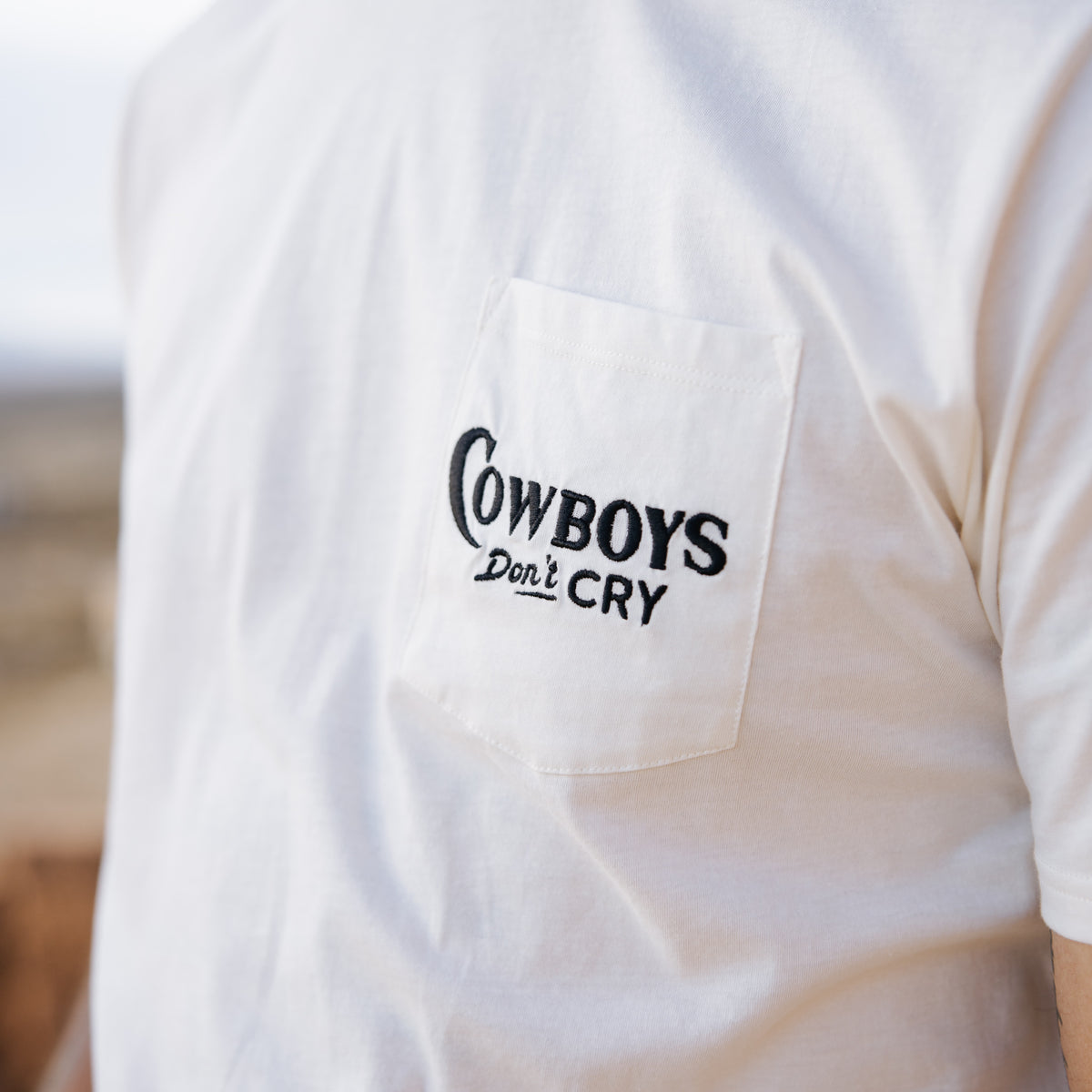 Cowboys Don't Cry Pocket T-Shirt - Vintage White